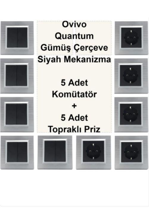 Quantum Gümüş Set ( Priz,Komütatör) - Çerçeve Dahil