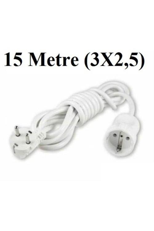 Topraklı Uzatma Seyyar Kablosu 15 Metre Tekli Priz 3X2,5 Mm Seyyar Uzatma Kablosu