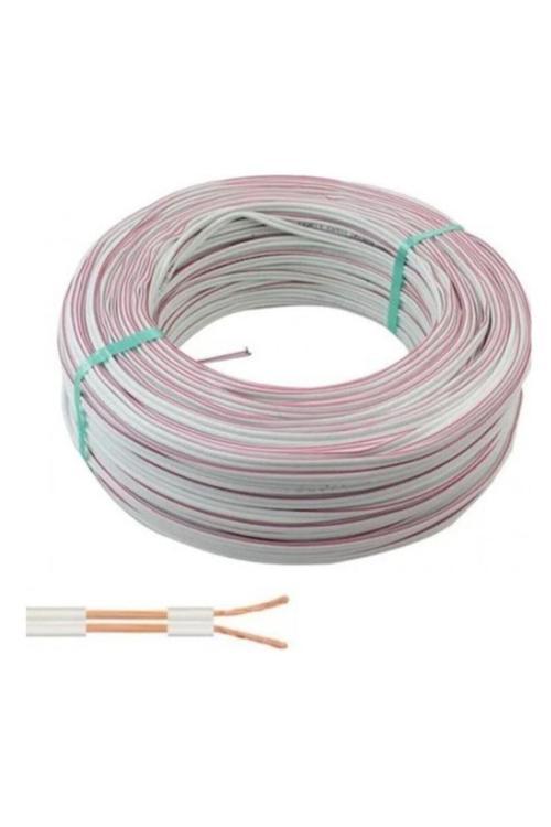 Geylani 5 Metre 2 X 0,75 Kablo Yassı Kordon Hoparlör Led Elektrik Kablosu Beyaz
