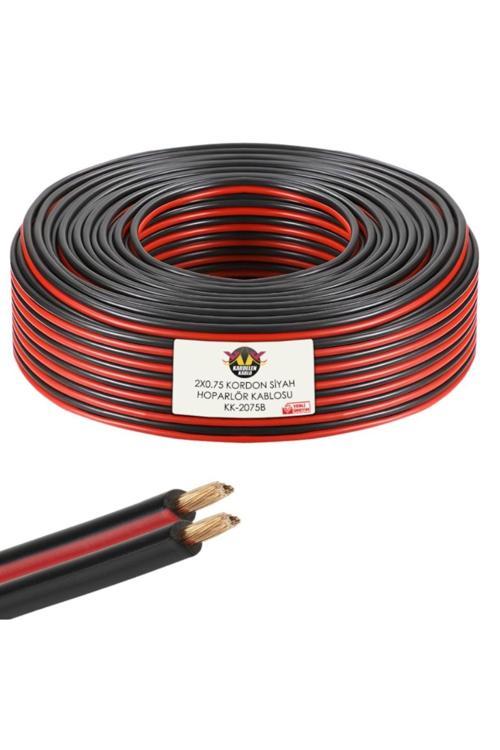 Siyah Kordon 2X0.75Mm 100 Metre Garantili Yüksek Kalite Cca Kablo Hoparlör Kablo Zayıf Akım