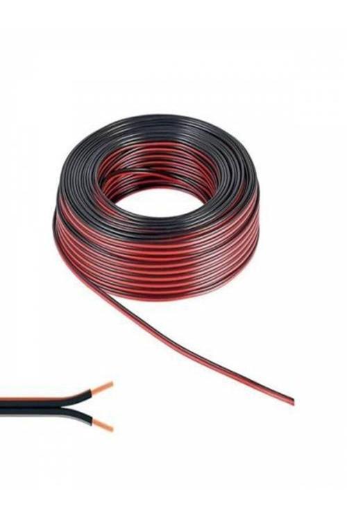 Kablo 2 X 0,75 Mm Bitişik Yassı Kordon Hoparlör Kablosu Siyah 10Metre