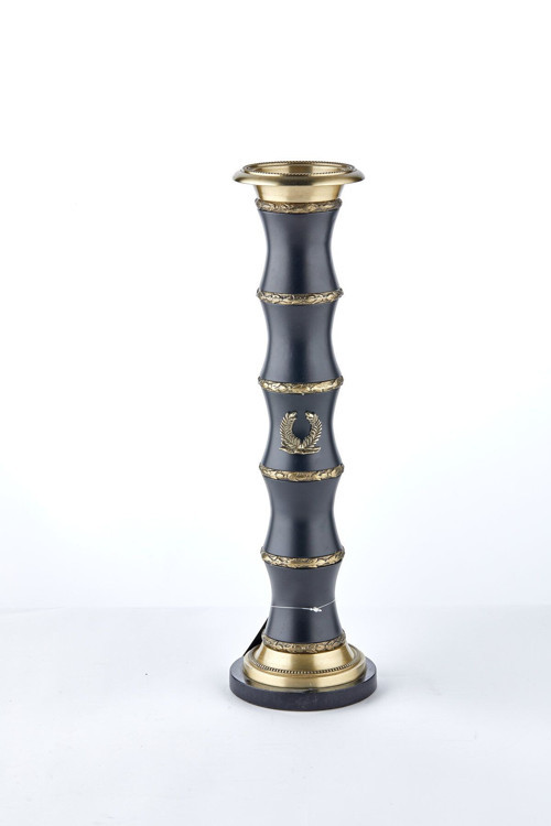 48 Cm Döküm Pirinç Bambu Görünümlü Siyah Şamdan