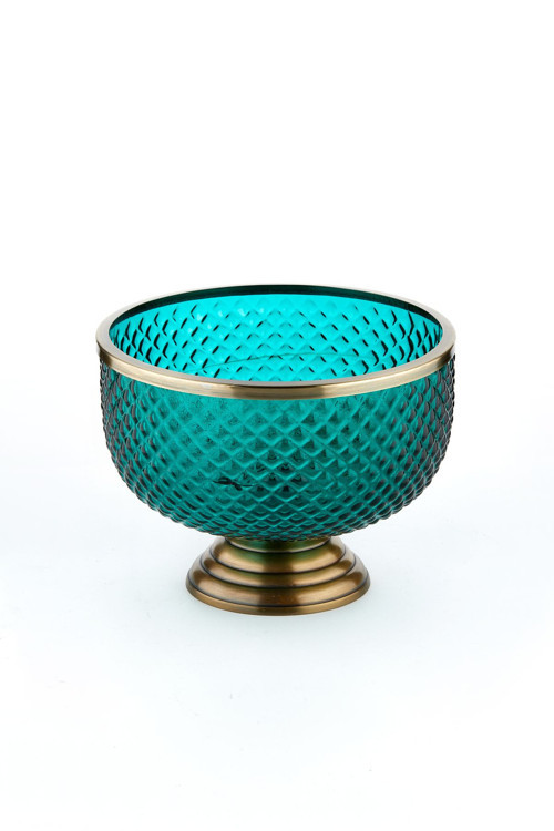 Yeşil Ayaklı Cam Meyvelik & Saksılık (30X23 Cm)