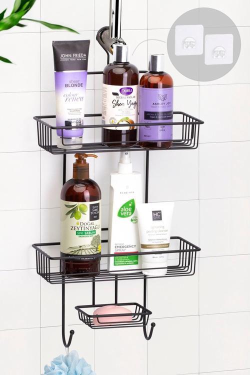 Siyah Multifonksiyonel Duş Rafı