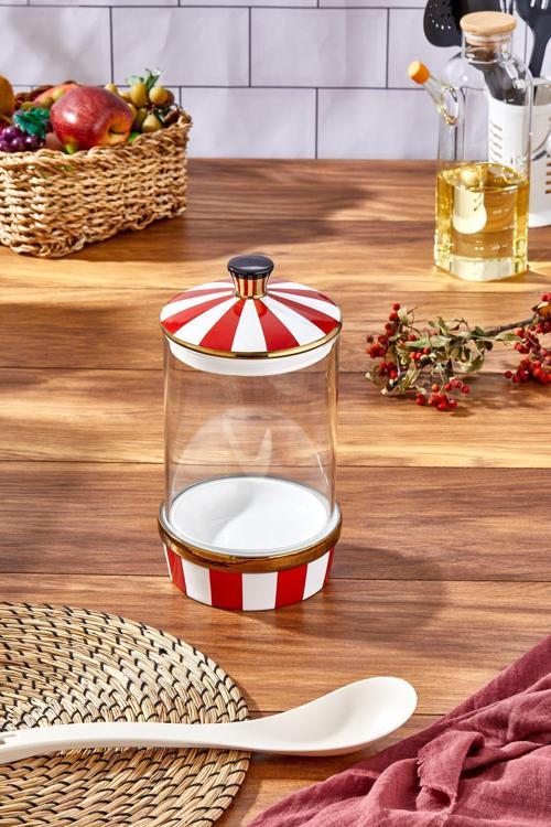 Porselen Cam Kırmızı Beyaz Battal Boy 2000 Ml
