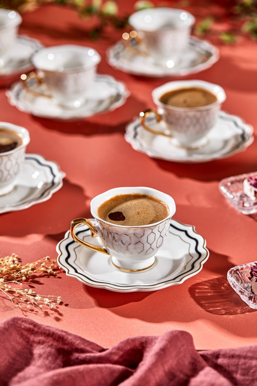 Valeria Porselen 6 Kişilik Kahve Fincan Takımı