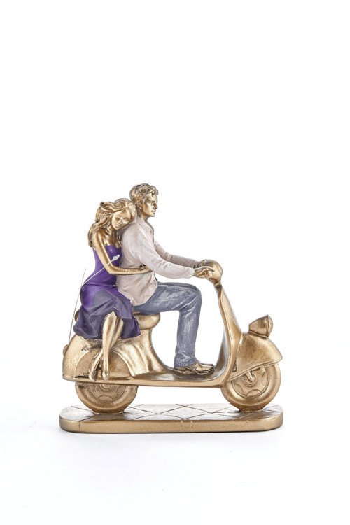 24X22 Cm Polyester Biblo, Motora Binen Tatlı Aşıklar, Seyahat Etmeyi Seven Çift Hediyesi