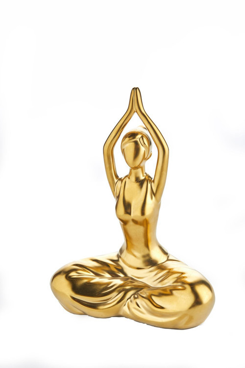25Cm Seramik Mat Gold Yoga Yapan Kadın Objesi Hediyelik Biblo
