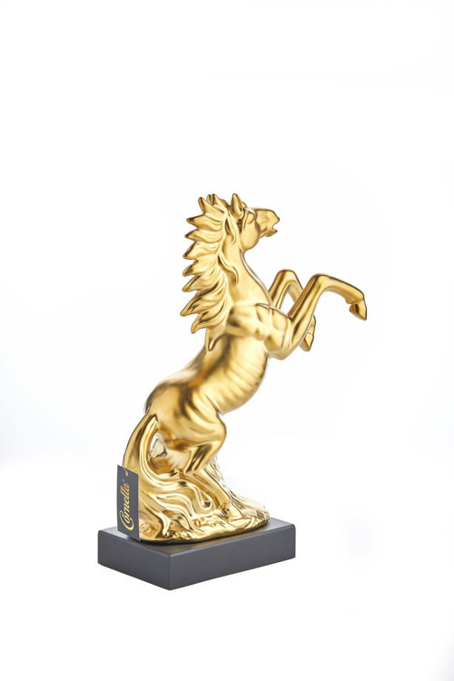 40Cm Seramik Mat Gold Kaideli At Objesi Hediyelik Biblo