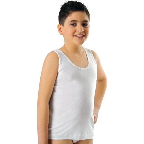Erkek Çocuk Atlet Beyaz Renk Ribana Atlet 4702