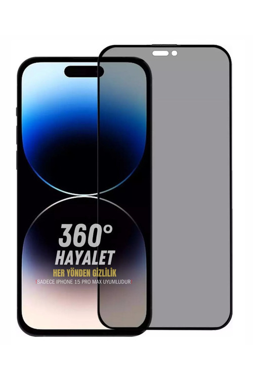 (360° Hayalet) İphone 15 Pro Max Uyumlu 360° 4 Yönden Görünmez Hayalet Esd Tam Cam Ekran Koruyucu