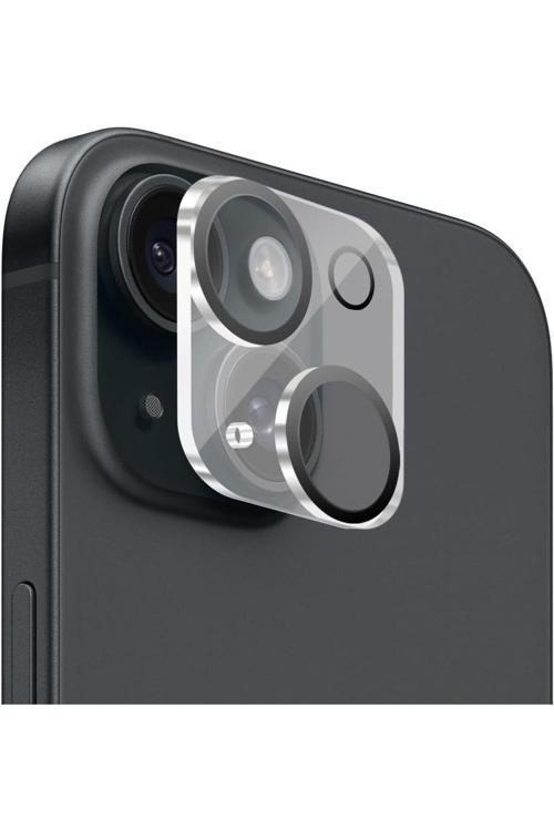 (Tam Lens) İphone 15 / 15 Plus Uyumlu Tek Parça Tam Kapatan Kamera Lens Ve Yüzey Koruyucu