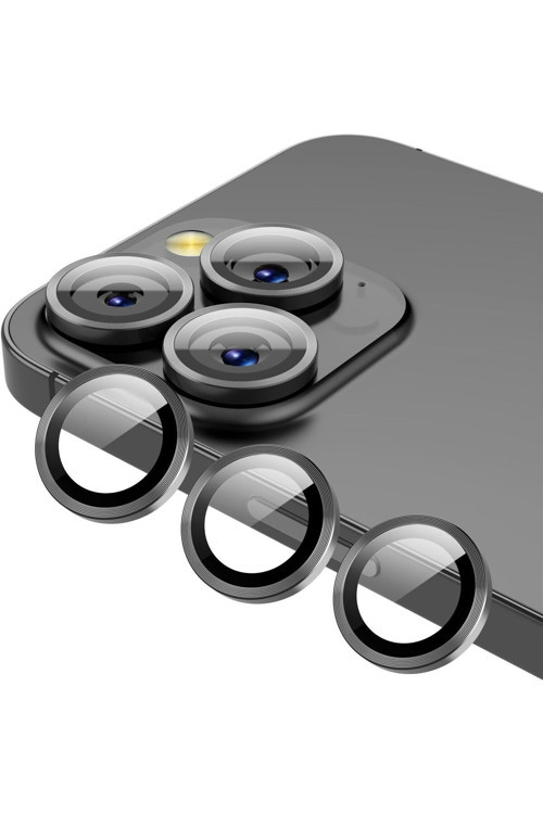 İphone 14 Pro Max Uyumlu Kamera Koruyucu Lens Mercek Metal Çerçeveli 3'Lü Set