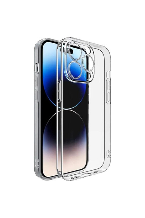 (Tıpalı Şeffaf) Iphone 14 Pro Max Kamera Koruyuculu Şarj Yeri Tıpalı Yumuşak Şeffaf Silikon Kılıf