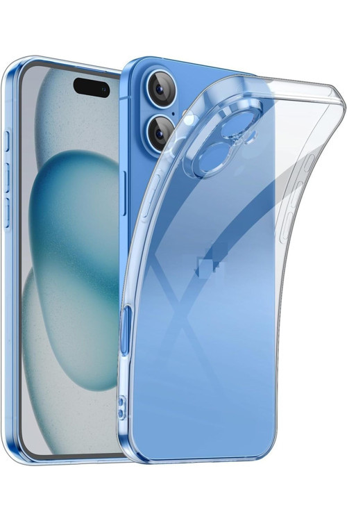 (Tıpalı Şeffaf) Iphone 16 Kamera Koruyuculu Yumuşak Şeffaf Silikon Kılıf
