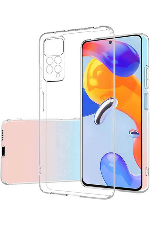 (Tıpalı Şeffaf) Redmi Note 11 Pro Kamera Koruyuculu Şarj Yeri Tıpalı Yumuşak Şeffaf Silikon Kılıf