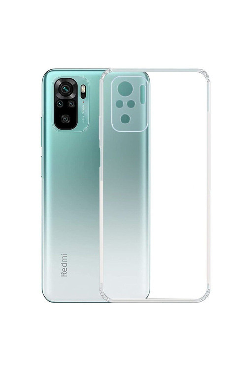(Tıpalı Şeffaf) Xiaomi Redmi Note 10 Kamera Koruyuculu Şarj Yeri Tıpalı Yumuşak Şeffaf Silikon Kılıf