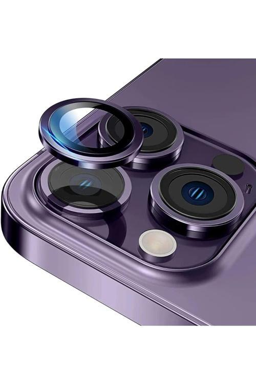 (Metal Lens) Iphone 14 Pro / Iphone 14 Pro Max Derin Mor (Deep Purple) Kamera Lens Koruyucu
