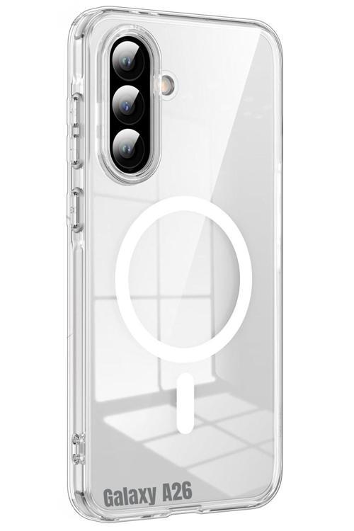 (Mika Magsafe) Samsung Galaxy A26 Uyumlu Şeffaf Sert Mika Sararmaz Magsafe İnce Fit Kılıf