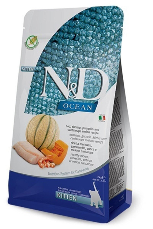 Nd Ocean Kitten Morina Balığı, Balkabağı Karides & Kavun Yavru Kedi Maması 1,5 Kg