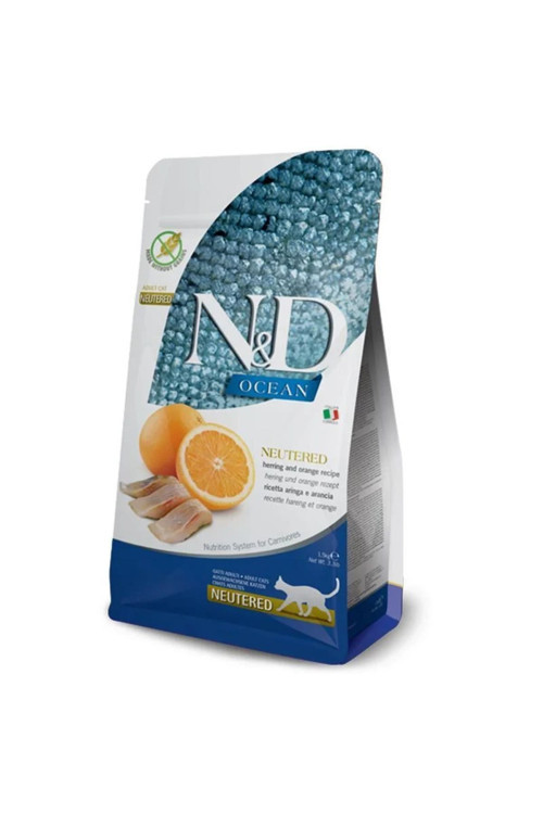 ND Ocean Tahılsız Ringa Balığı Ve Portakallı Kısır Kedi Maması 1.5 Kg