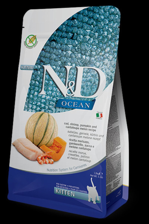 Ocean 1,5 Kg Yavru Kedi Maması, Morina Balığı, Karides, Balkabağı, Ve Kavun