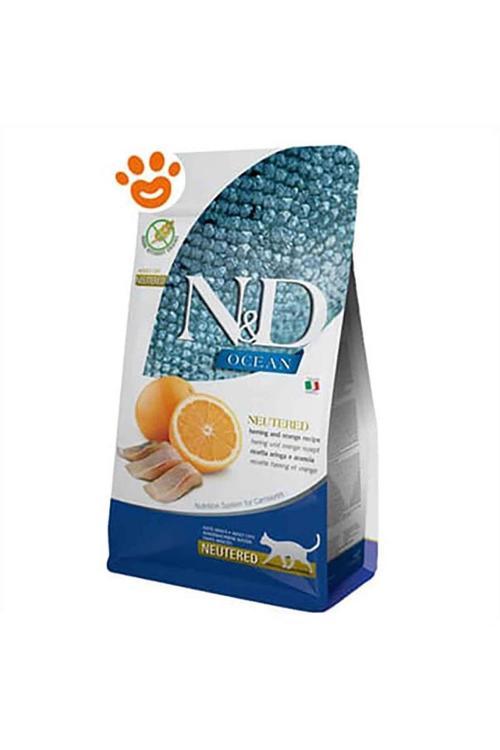 Ocean Ringa Balıklı Ve Portakallı Tahılsız Kısırlaştırılmış Kedi Maması 1.5 Kg