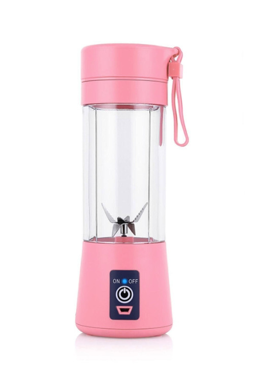 Portatif Taşınabilir El Blender 380 Ml 6 Bıçaklı Usb Şarjlı Blender-Pembe