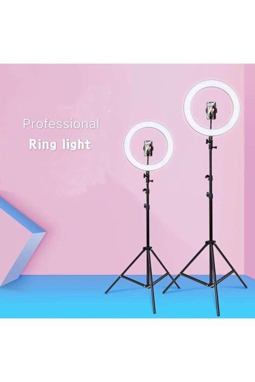 12 İnç Ring Light Youtuber Tiktok Çekim Tripod Işıklı Telefon Tutucu Makyaj Işığı 2.1 Mt Tripod