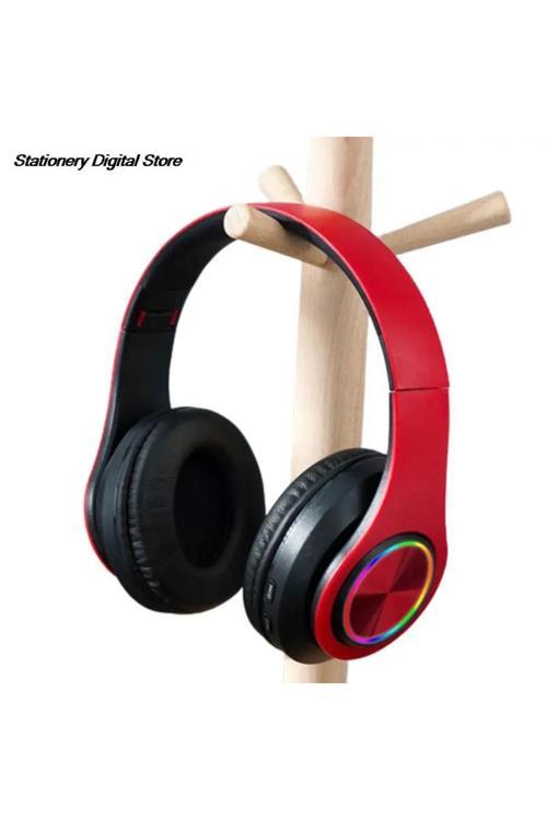 B39 Kablosuz Kırmızı Bluetooth Kulaklık Led Işıklı Kulaküstü Kulaklı Her Telefona Uyumlu