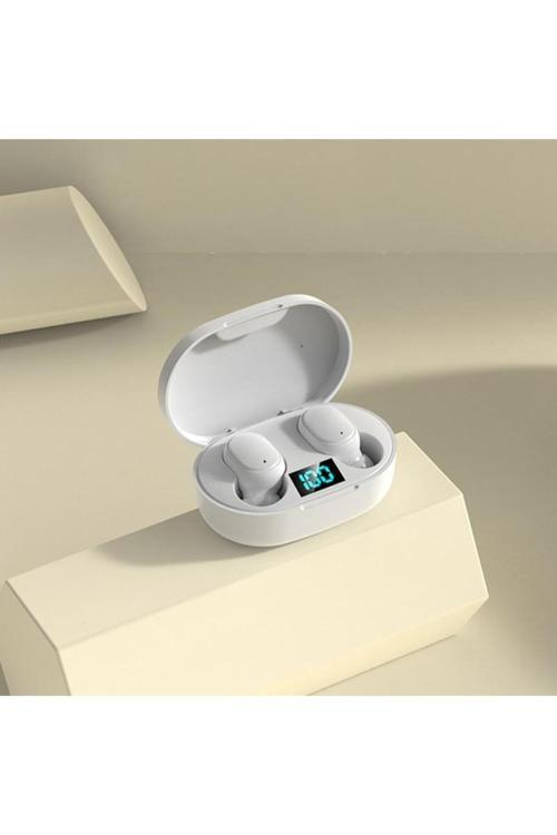 E6S Bluetooth 5.0 Kablosuz Kulaklık Çift Mikrofonlu Powerbank Kutulu Şarj Kablosu Beyaz