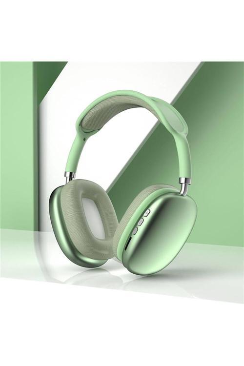 P9 Promax Kablosuz 5.0 Uyumlu Mikrofonlu Bluetooth Kulaklık Yeşil Kafa Üstü Gerçek Yastıklı