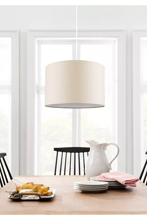 Krem Avize Kumaş Tekli Sarkıt Çap 30 Cm Silindir Av101