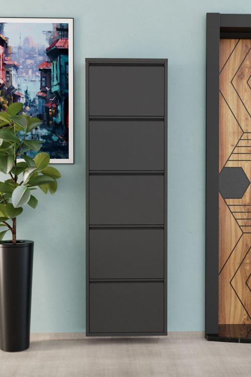 5 Kapaklı Metal Ayakkabılık Antrasit