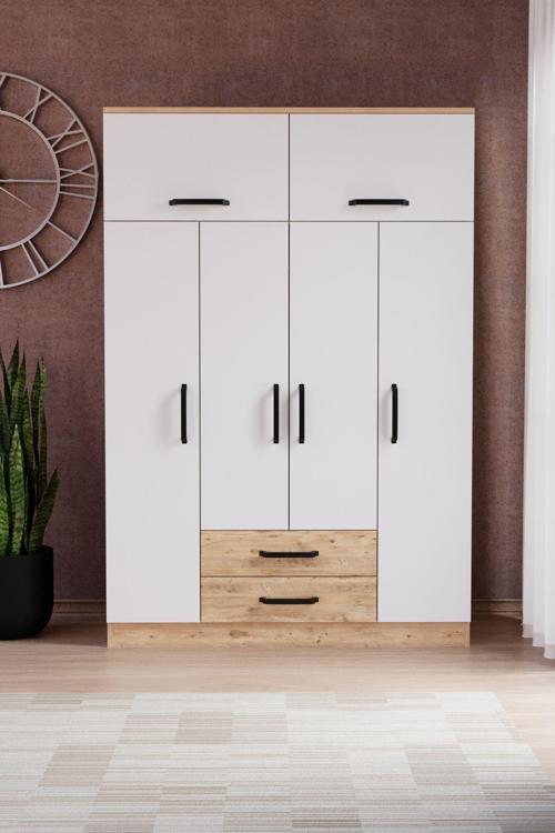 Tema 6 Kapak 2 Çekmeceli Gardırop Atlantik Çam Beyaz