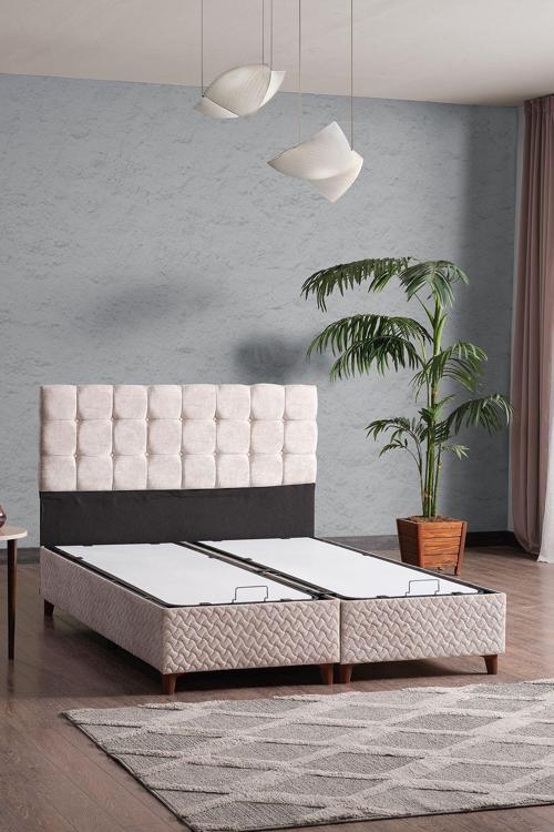 Bengü Çift Kişilik Baza Başlık Set Krem 150*200