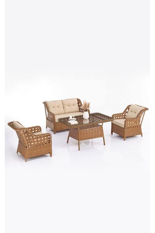 Eren Rattan Bahçe Balkon Takımı 2+1+1 Kahve