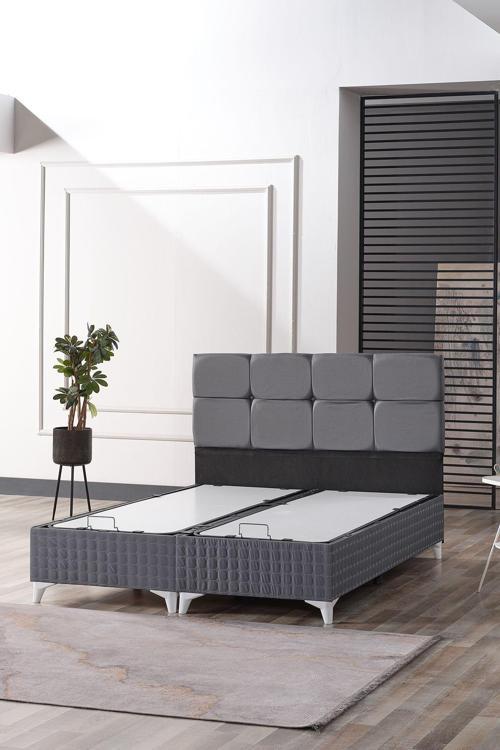 Prestij Çift Kişilik Baza Başlık Takımı Gri 150x200 cm