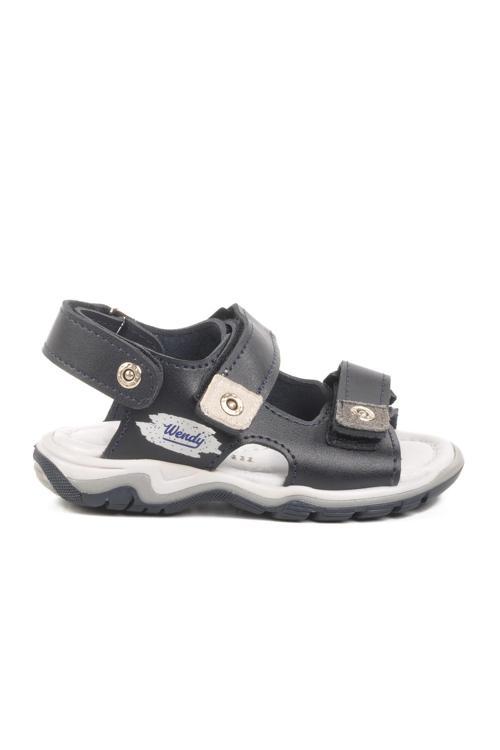 Lacivert Kırmızı Cırtlı Erkek Çocuk Spor Sandalet 173110 B