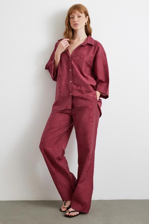Arka Cepli Salaş Pantolon Bordo