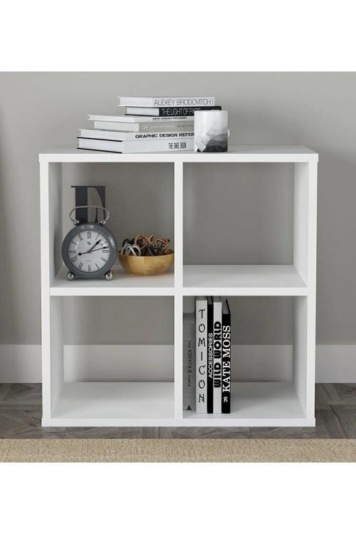4 Raflı Kitaplık Medium Beyaz