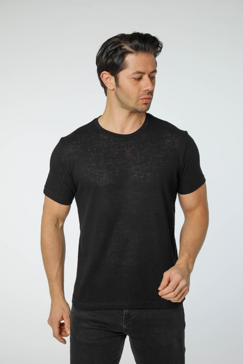 Keten Bisiklet Yaka T-Shirt