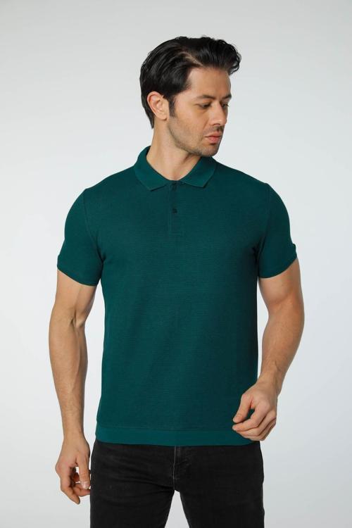 Waffle Dokulu Polo Yaka T-Shirt