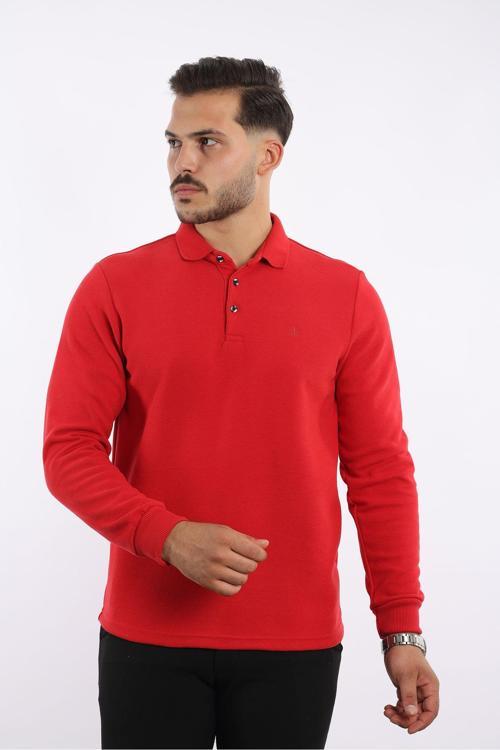 Klasik Polo Yaka Sweatshirt %100 Pamuk