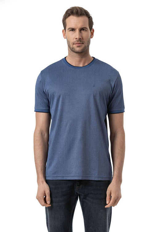 %100 Pamuk Bisiklet Yaka T-Shirt