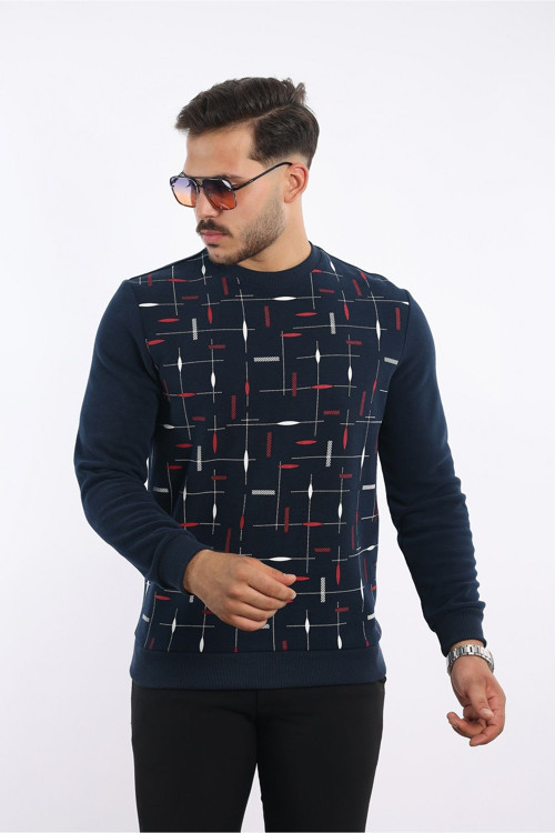 Bisiklet Yaka Sweatshirt Selanik Pamuk Regular Kesim