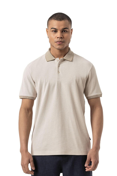 Flamlı Waffle Polo Yaka T-Shirt