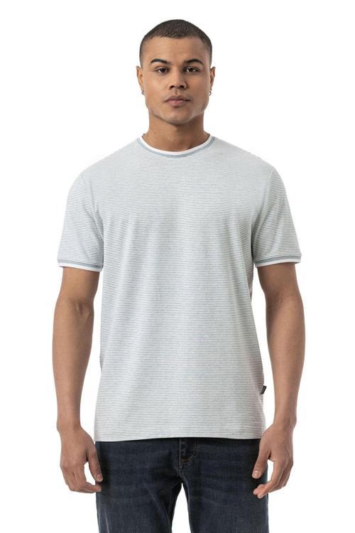 Yatay Çizgili Bisiklet Yaka T-Shirt