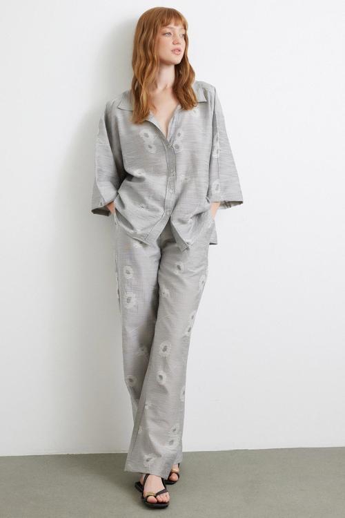 Arka Cepli Salaş Pantolon Gri