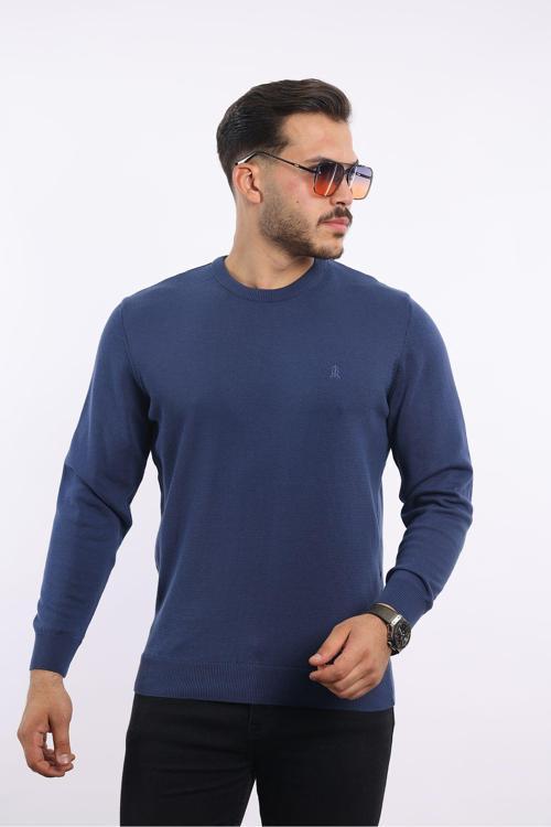 %100 Pamuk Bisiklet Yaka Standart Fit Triko Kazak